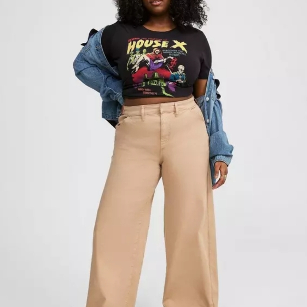 Torrid Chino Wide-Leg Tan Pants Super Stretch 18R Worn 1x